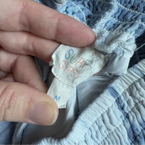 Surf Gypsy Blue & White Flowy Wide Leg Tie-Dye Palazzo Pants Women's M - Picture 9 of 9